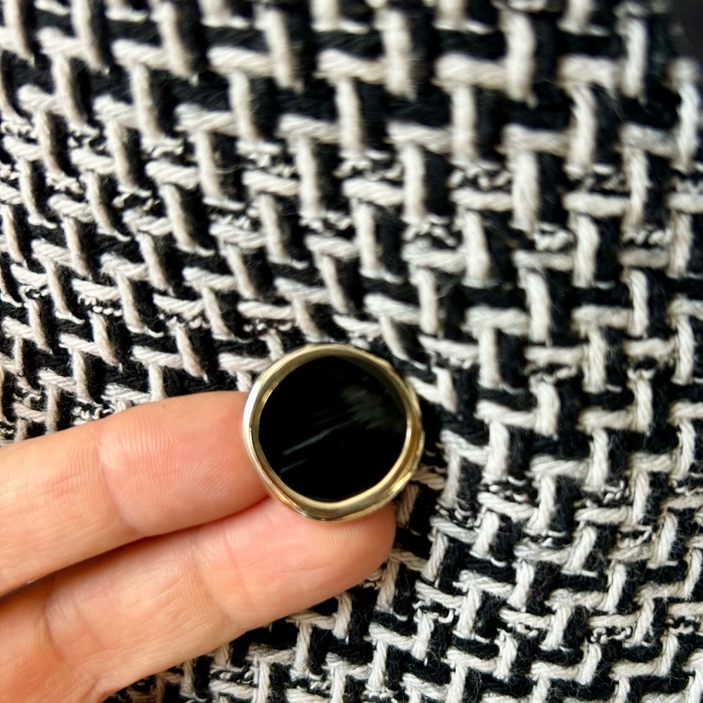 ZARA Structured Double Breasted Blazer Black White Tweed Blogger’s Favorite XL - Picture 13 of 16